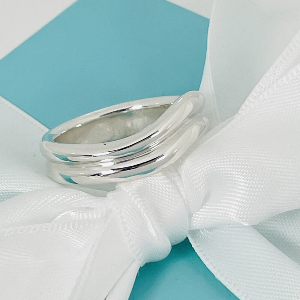 Size 10.5 Tiffany Doppio Wave Ring by Elsa Peretti Mens Unisex in