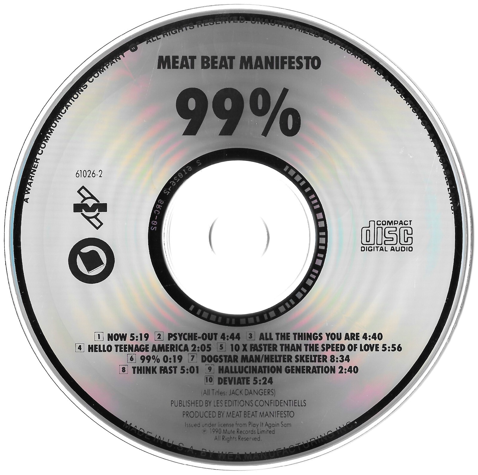 MEAT BEAT MANIFESTO 99 (CD/1990 Mute Records 9 610262) 10 Tracks