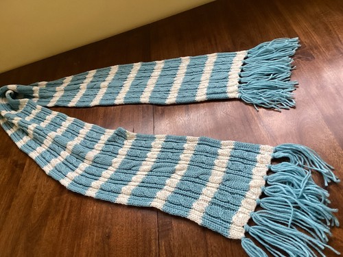 GAP Schal Vintage Y2K Wollmischung klassisch adrett blau & weiß gestreift mit Pailletten! - Bild 3 von 8