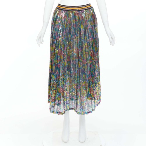 ROMANCE WAS BORN Ken Done Coral Reef Sequin pleated striped skirt S - Picture 9 of 9