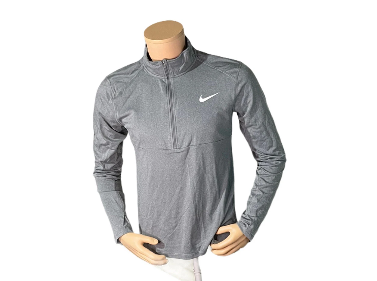 Nike Men Dri-Fit Long Sleeve 1/4 Zip Pullover Grey Shirt 926270 063 Size Medium