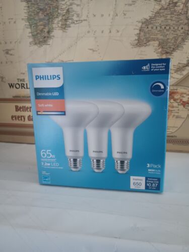 PHILIPS 65W Equivalent BR30 Dimmable E26 LED Light Bulb Soft White 2700K (3-plk) - Picture 2 of 7
