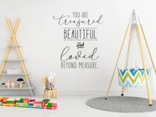 YOU ARE TREASURED BEAUTIFUL LOVED Home Decor  Quote Wall Decal Words Lettering