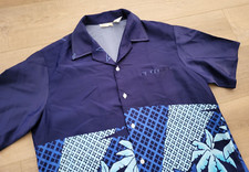 Vintage Hawaiian Camp Shirt Polyester Button Up Luau Aloha Palm Trees XL U.S.A.
