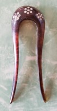 Vintage Faux Tortoise Shell Celluloid Hair Comb 40's Inlaid Rhinestones