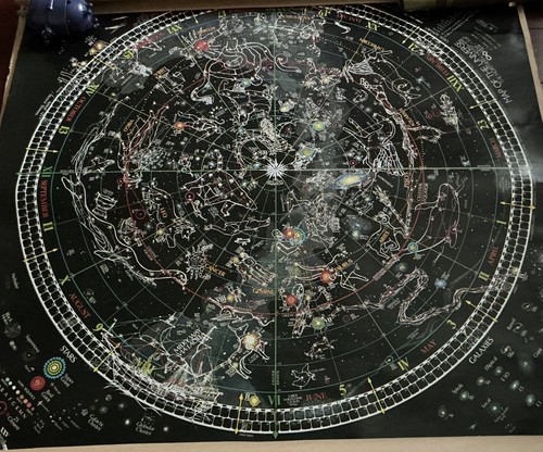 VTG 80s Map Of UNIVERSE CELESTIAL Arts Poster TOMAS FILSINGER Glow In The Dark - Picture 2 of 21