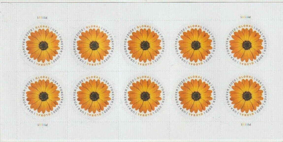 Sheet of 10 stamps Global International Rate African Daisy Forever Scott # 5680