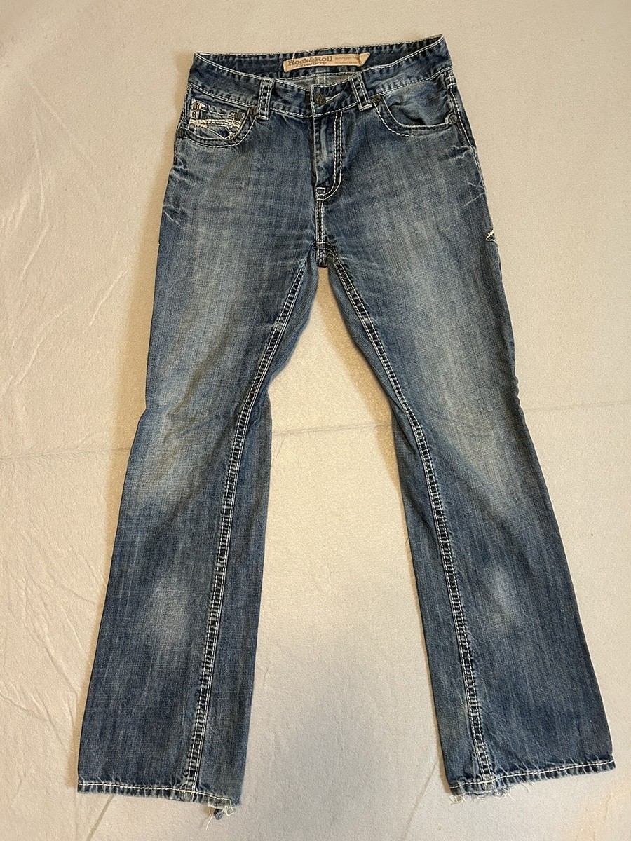 Rock Roll Cowboy Jeans Mens 32 x Double Barrel Boot *Inside