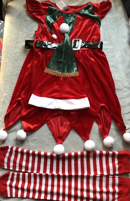 S026 - IKALI  - Elfe Kostüm Mädchen - Gr. 110 / 116 Weihnachtsmann Helfer Kinder - Bild 1 von 3
