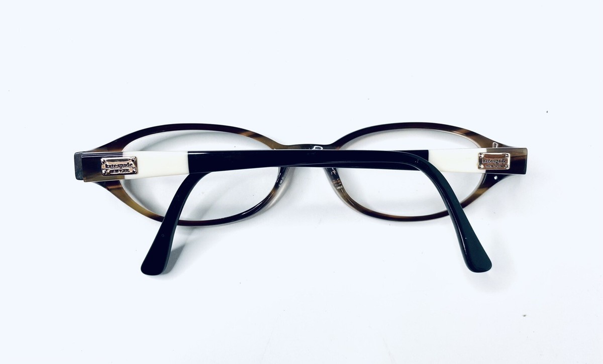 Kate Spade Black Oval Frame White Pearl Temples Kate Spade Tortoise Clear Oval Glasses Black White Temple  main image 3
