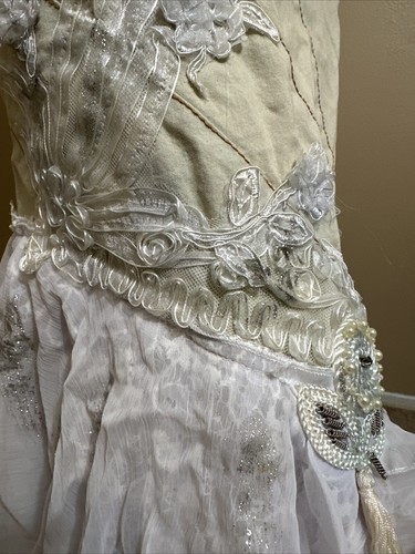 Light Blue Denim Cotton Beaded zipper Embroidered Size S(4-6) maxi Skirt 712 - Picture 9 of 24
