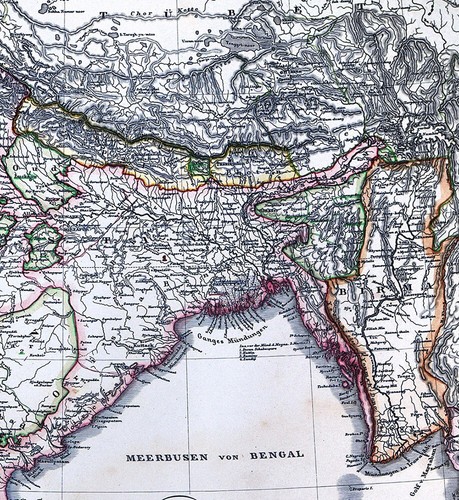 1849 Stieler Map India Indo-British Empire Ceylon Nepal Burma Bombay Hindustan - Picture 5 of 6