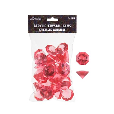 Mega Crafts - 1/2 Pound Acrylic Decorative Large Diamonds - Coral
