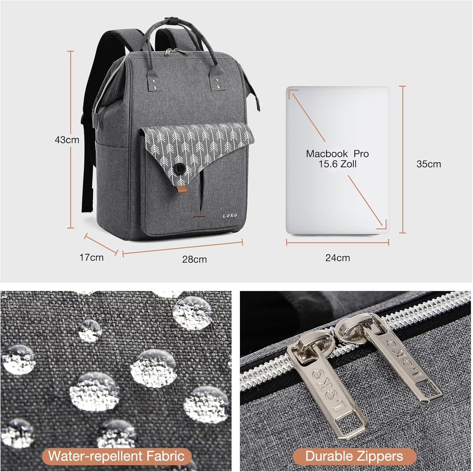 Lekesky Laptop Rucksack Bag 15.6 Inch Computer Backpack School Bag for