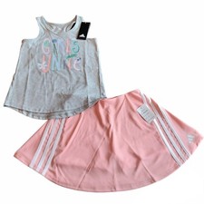 Adidas Girls Tank Top  Skort Set-6X-Pink-Gray