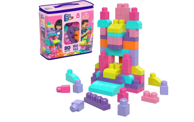 MEGA BLOKS First Builders Toddler Blocks Toys Set,Big Building Bag with 80 Piece