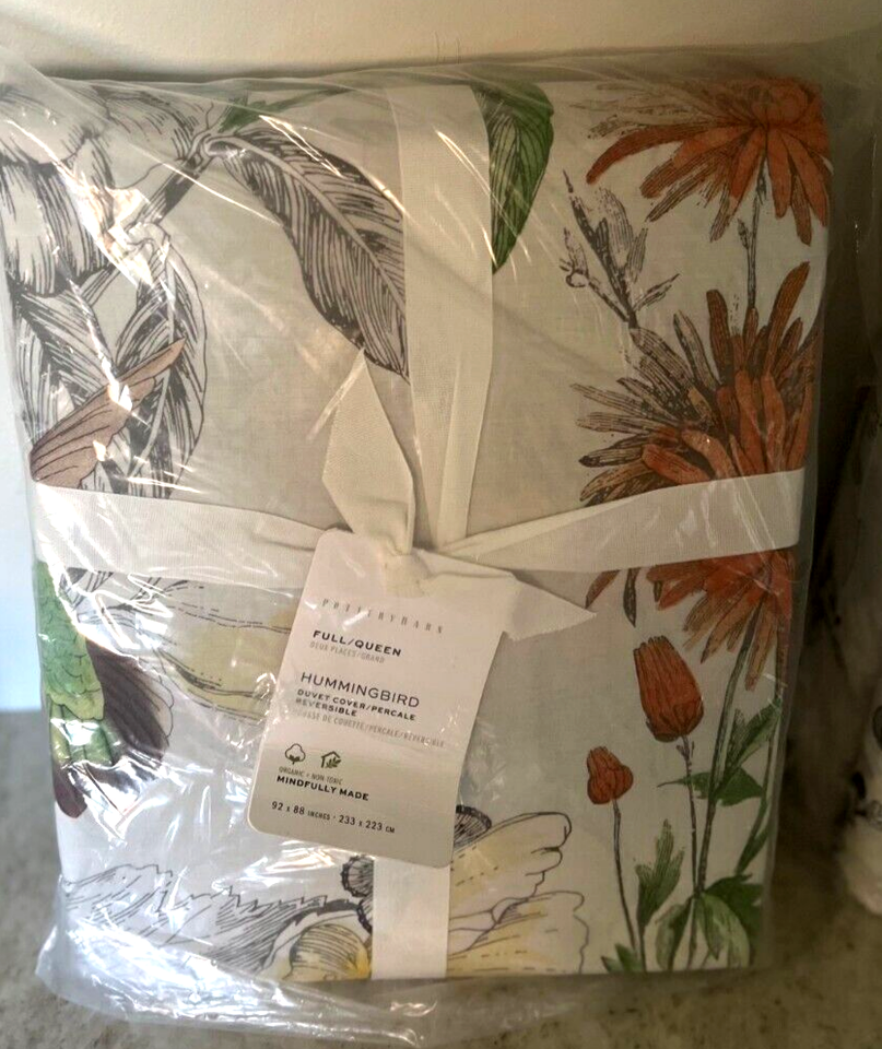 Pottery Barn Hummingbird reversible full QUEEN duvet cover eBay