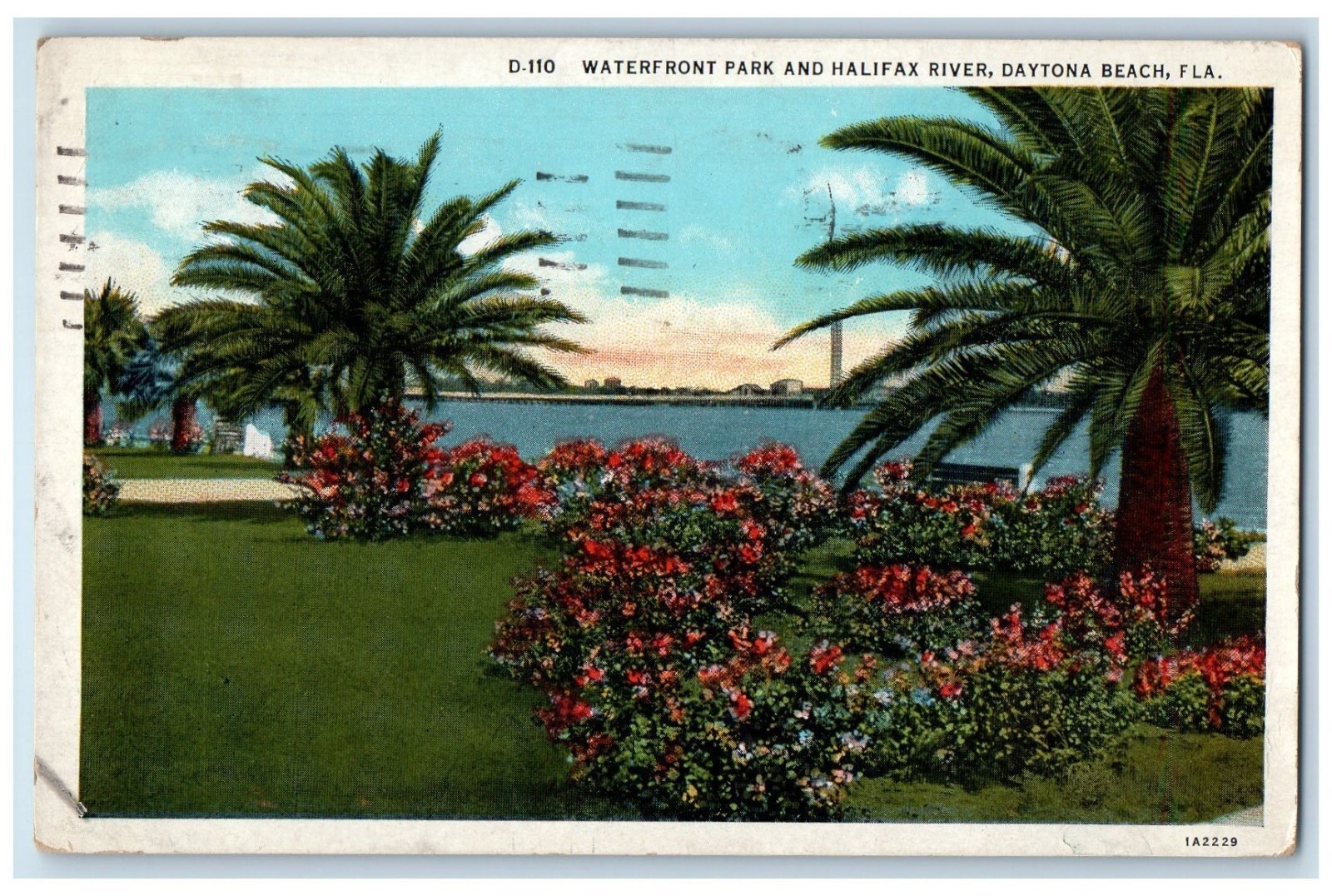 1935 Waterfront Park And Halifax River Flowers Daytona Beach Florida FL