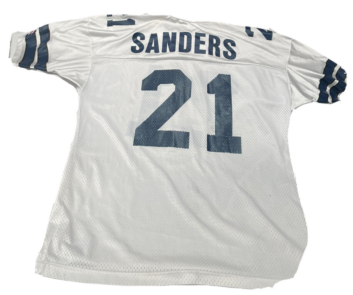 DEION SANDERS #21 Champion NFL NFC Dallas Cowboys 90s Vintage White Jersey 48 - Picture 3 of 3