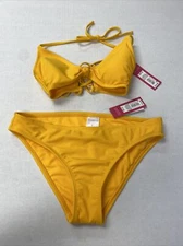 Xhilaration Knot-Front Bralette Orange Bikini Top And Bottom Swimsuit Set Size S
