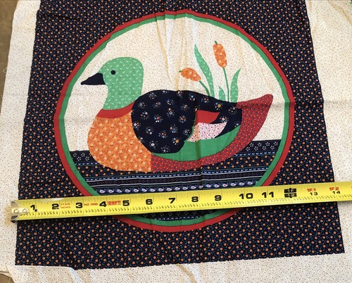 Vintage Cotton Fabric Duck 14” Square Pillow Panel Cottagecore - Picture 8 of 8