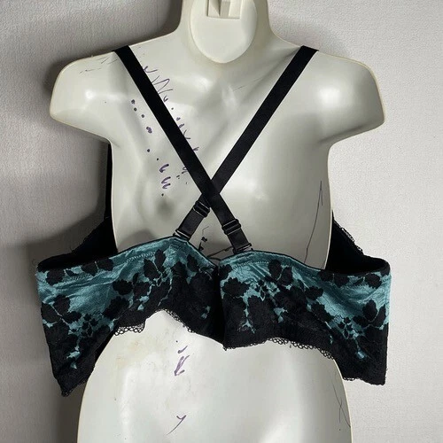 Sujetador push-up con aros sin tirantes Torrid Curve 46DD negro/verde azulado floral nuevo sin etiquetas Foto 4 de 4