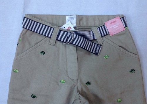 NUEVO CON ETIQUETAS De Colección Gymboree PREP CLUB Tortuga Bordado Caqui Acampanado Pantalones Cinta Cinturón 3 - Imagen 4 de 7