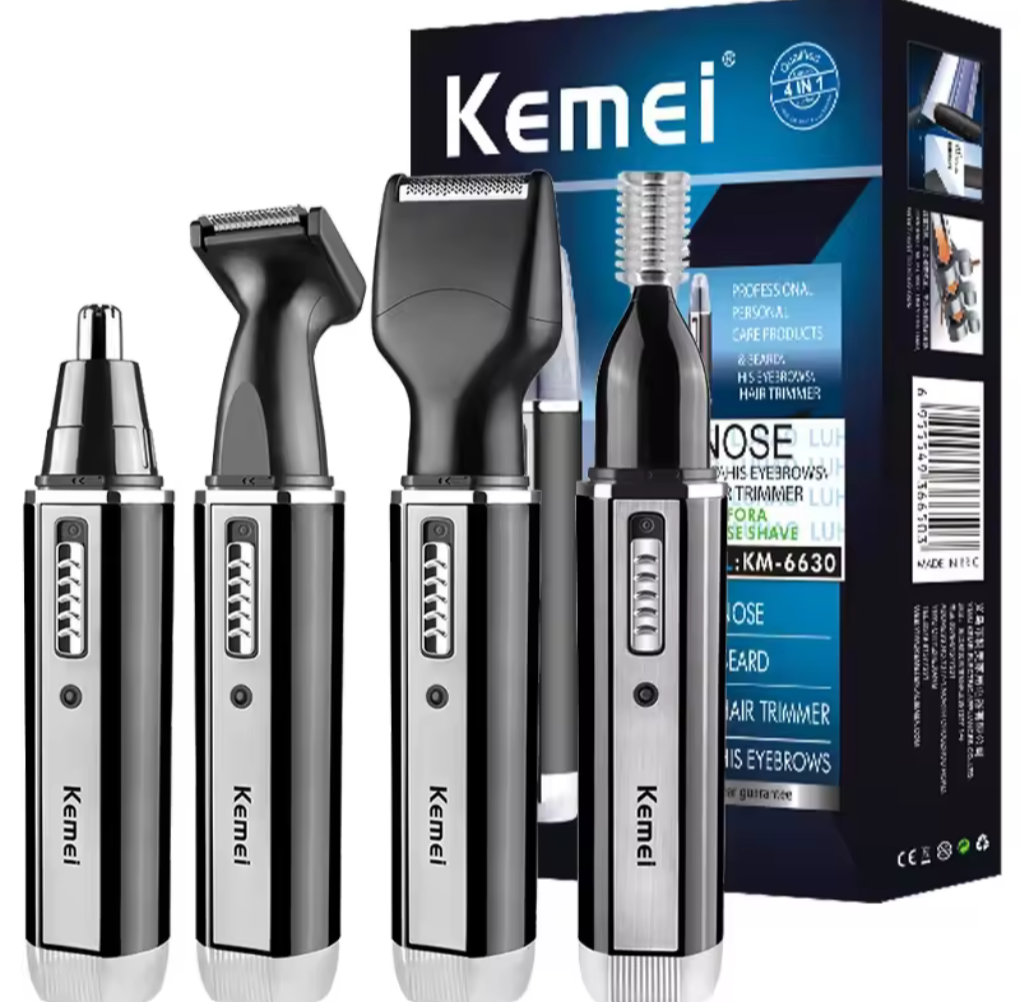 Kemei 4in1 Rechargeable Nose Trimmer Beard Trimmer for Men Ear Eyebrow Nose Hair