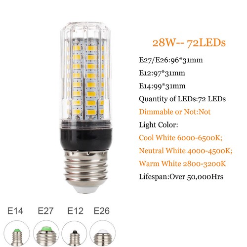 E27 E14 LED Mais Birne 5730 SMD 9W 12W 15W 20W 25W 30W 35W Helle weiße Lampe - Bild 18 von 23