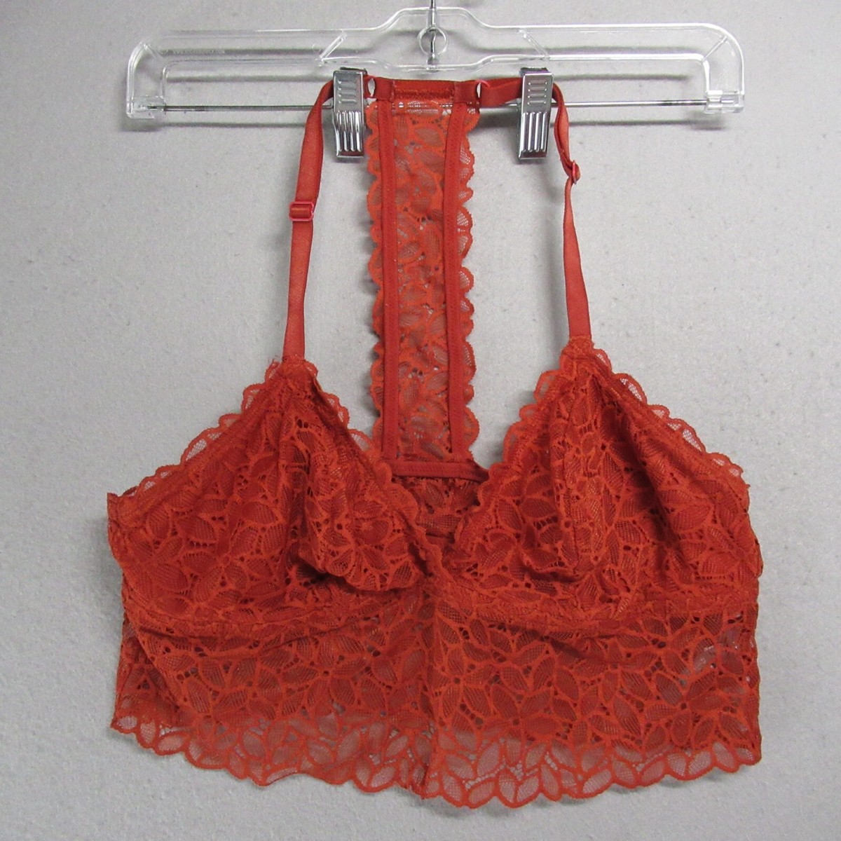 Aerie Bra Womens Large Orange Lace Spagetti Strap No Wire