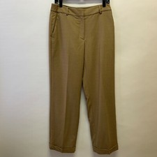 Liz Claiborne Lizsport Women's Pants 10 Petite Brown 100 Wool Cuffed Hem Lined