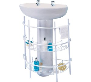 Details About Bathroom Shelf Under Sink Basin Storage Unit Curved Towel Rail Rack Caddy Stand