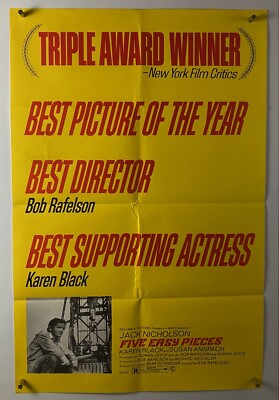 FIVE EASY PIECES Movie Poster (VF-) One Sheet  73 ReRelease Rare Full Bleed 6756