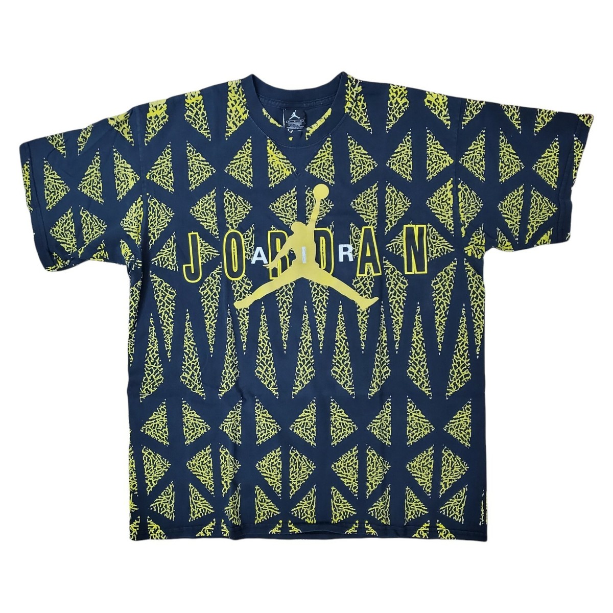 Vintage AIR JORDAN Shirt Adult Medium Black JUMPMAN Elephant All Over Print