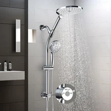 7.5" Dual Shower Head Combo – Handheld, 3-Way Diverter, Chrome, High Pressure