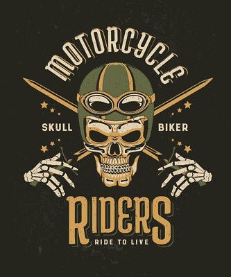 Motorcycle Sticker Skull Biker Bike ReaperSkeleton Ride To Live