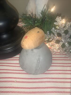 RUDOLPH The RED NOSED REINDEER Quarry Stone Base UNIQUE OOAK Figurine Doll  tb