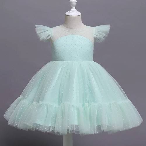 Girls Dress Birthday Party Princess Lace Kids Ball Gown Elegant Dress Size 4-10T - Picture 20 of 28