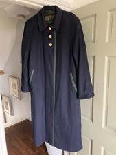Women's German Ursl Trachten Long Navy Blue Loden Overcoat Uk 16 Eu40.