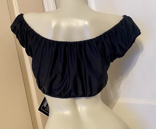 NWT Newport News Black Stretchy Lycra Sissy Off Shoulder Peasant Top 18 XL - Picture 4 of 4