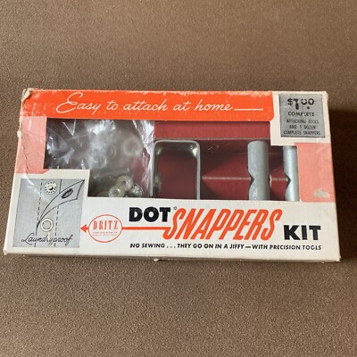 Vintage Dritz Dot Snappers Kit #650 with original box, snaps, and instructions