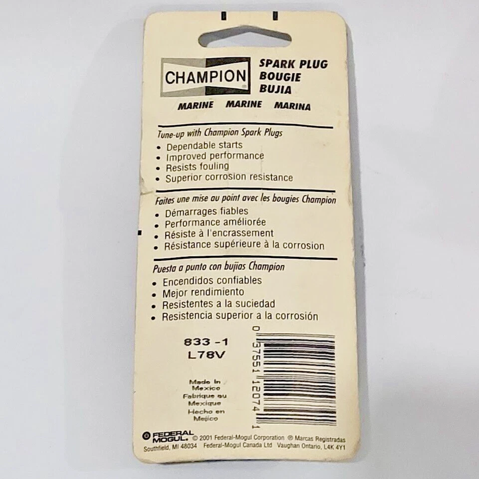 Motor fueraborda Champion 833-1 L78V bujía marina barco Foto 3 de 3