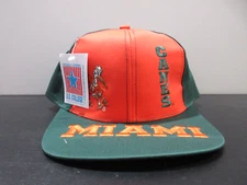 VINTAGE Miami Hurricanes Hat Cap Snap Back Orange Green UM Football Mens 90s