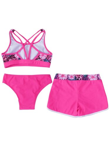 3PCS Kids Swimwear Bathing Suits Halter Tank Briefs Set Beach Print Swimsuit - Picture 27 of 75