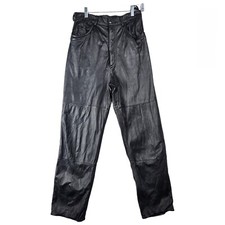 Vintage Womens Black 100 Genuine Leather Pants Korea Size 12