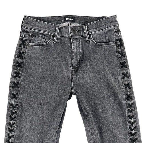 Hudson the Stevie Mid Rise Lace Up Black Jeans Sz 27 - Picture 6 of 7