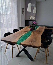 Tavolo Personalizzato Verde Resina Epossidica Legno Tavolo Pranzo e Caffè Moderno Resina