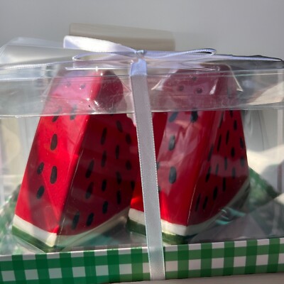 Watermelon Slice Salt & Pepper Shakers, Ceramic Fruit LANG Hand Painted Kitchen