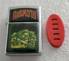 Vintage Cigarette Lighter Anamel Death with Flints