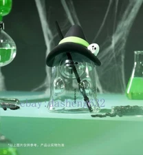 28oz China Starbucks Halloween Green Ghost Glass Bear Straw Cup & Hat Lid